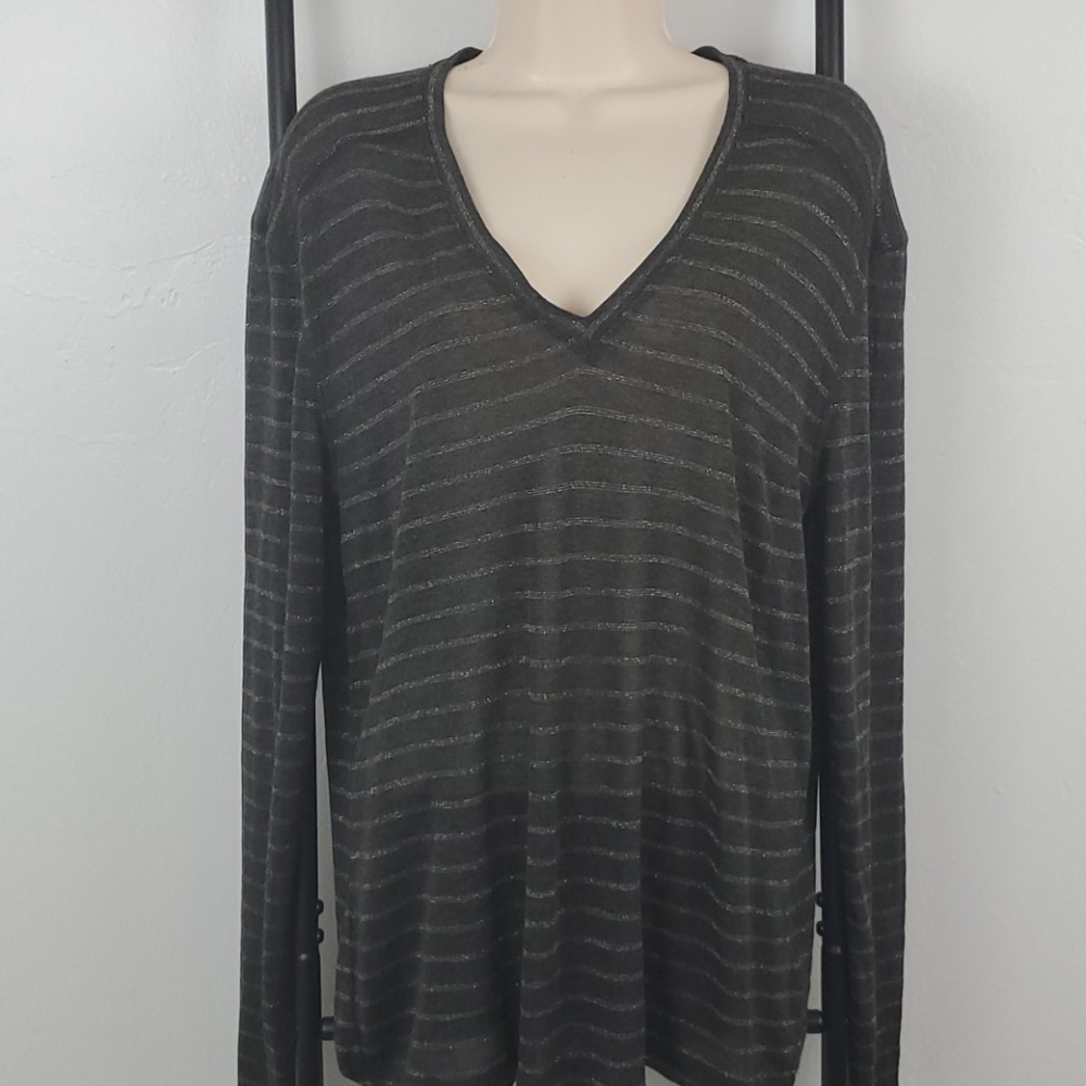 Rails Sami Charcoal Bronze Stripe Top Size L - image 1